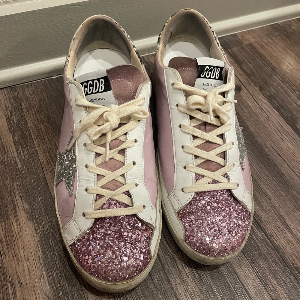 RARE Golden Goose Superstar Pink Purple Glitter Snake Size 40